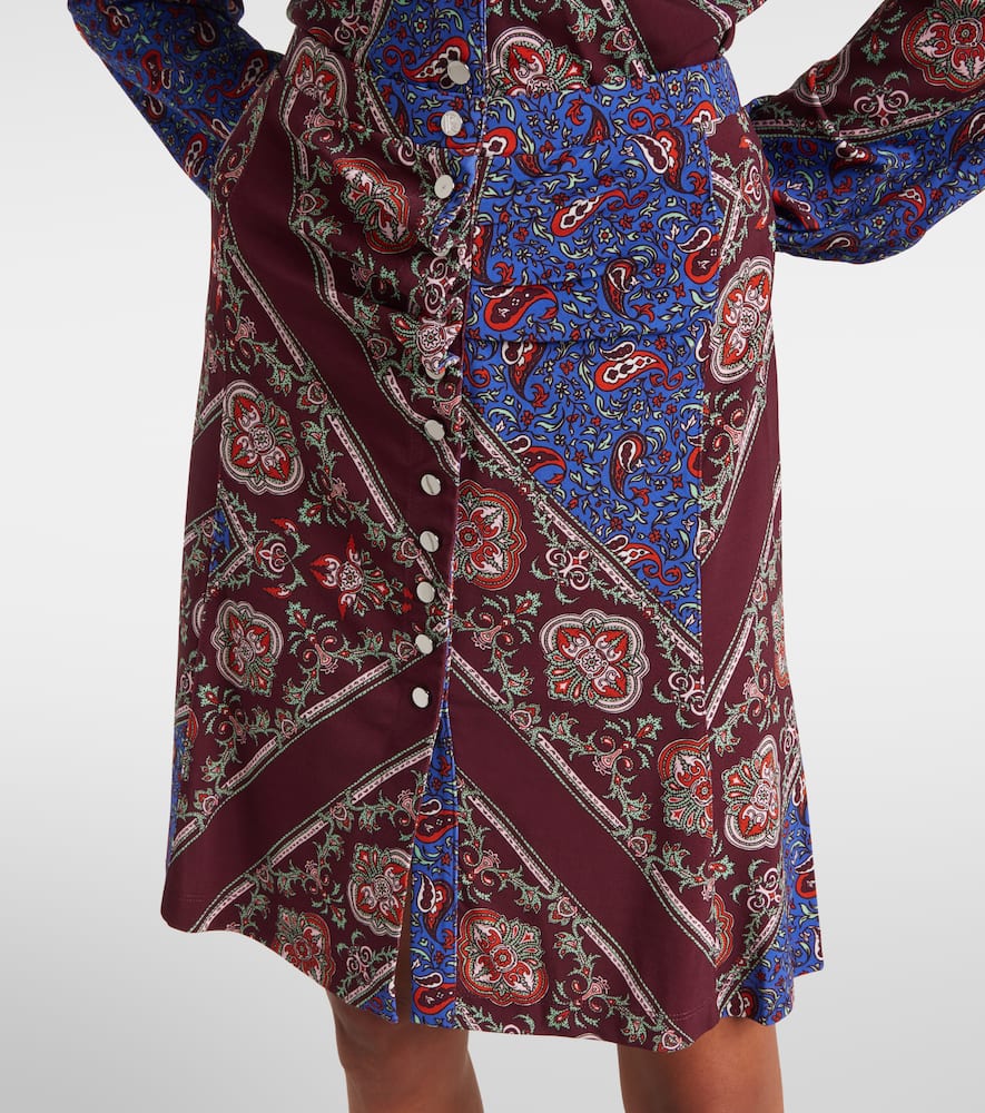 Gathered paisley printed miniskirt