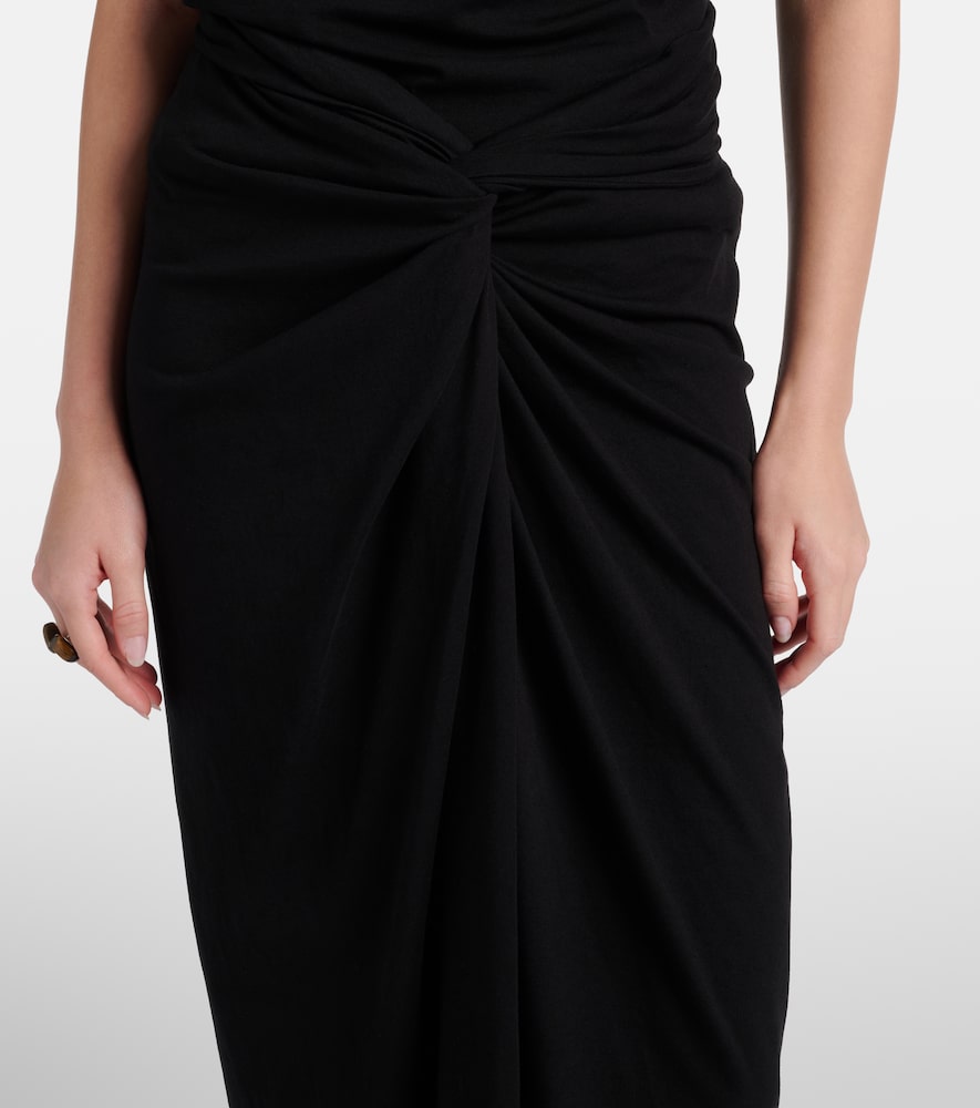 Gathered cotton midi skirt
