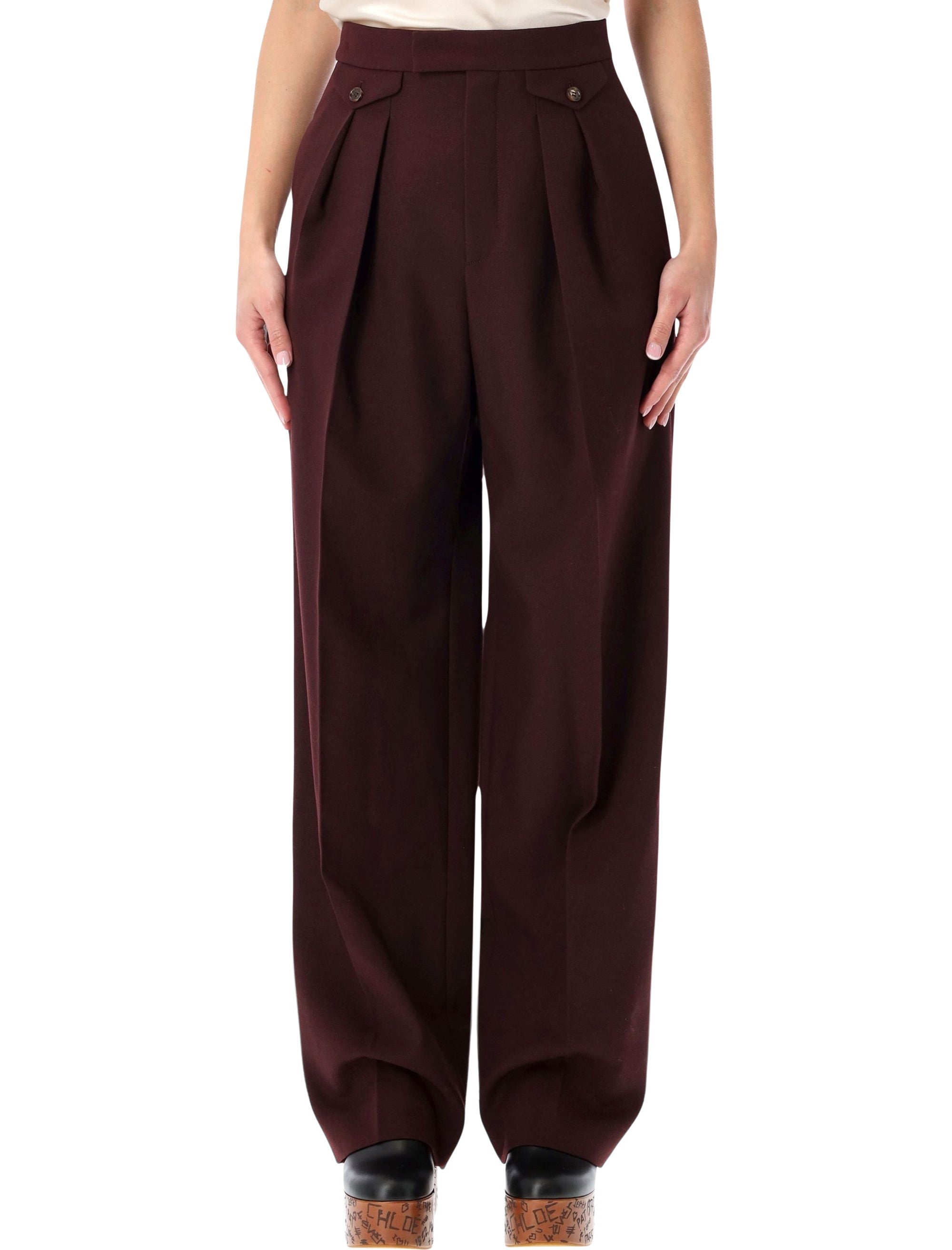Chloé High-Waisted Trousers with Mini Pockets
