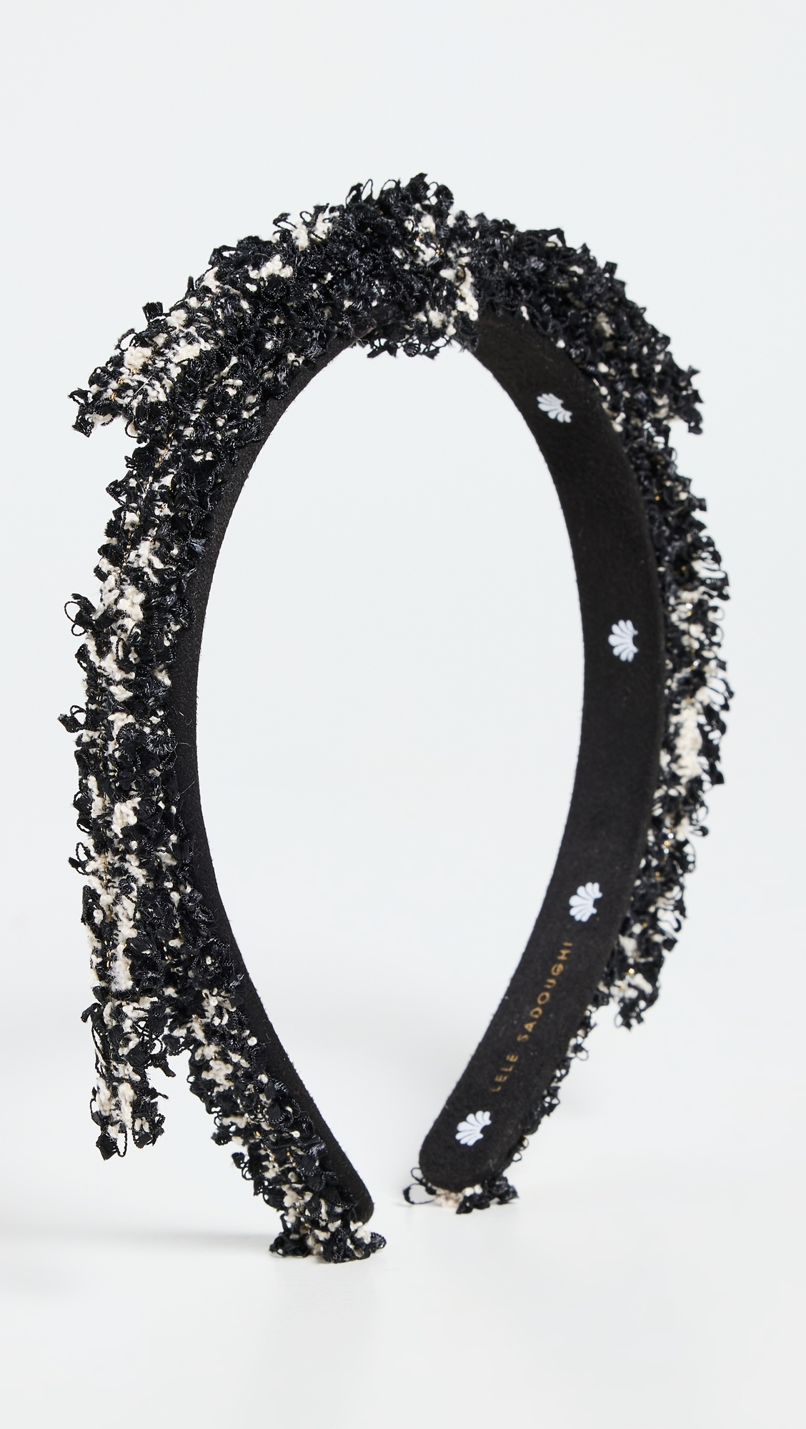 Tweed Bardot Ribbon Slim Headband Jet One Size