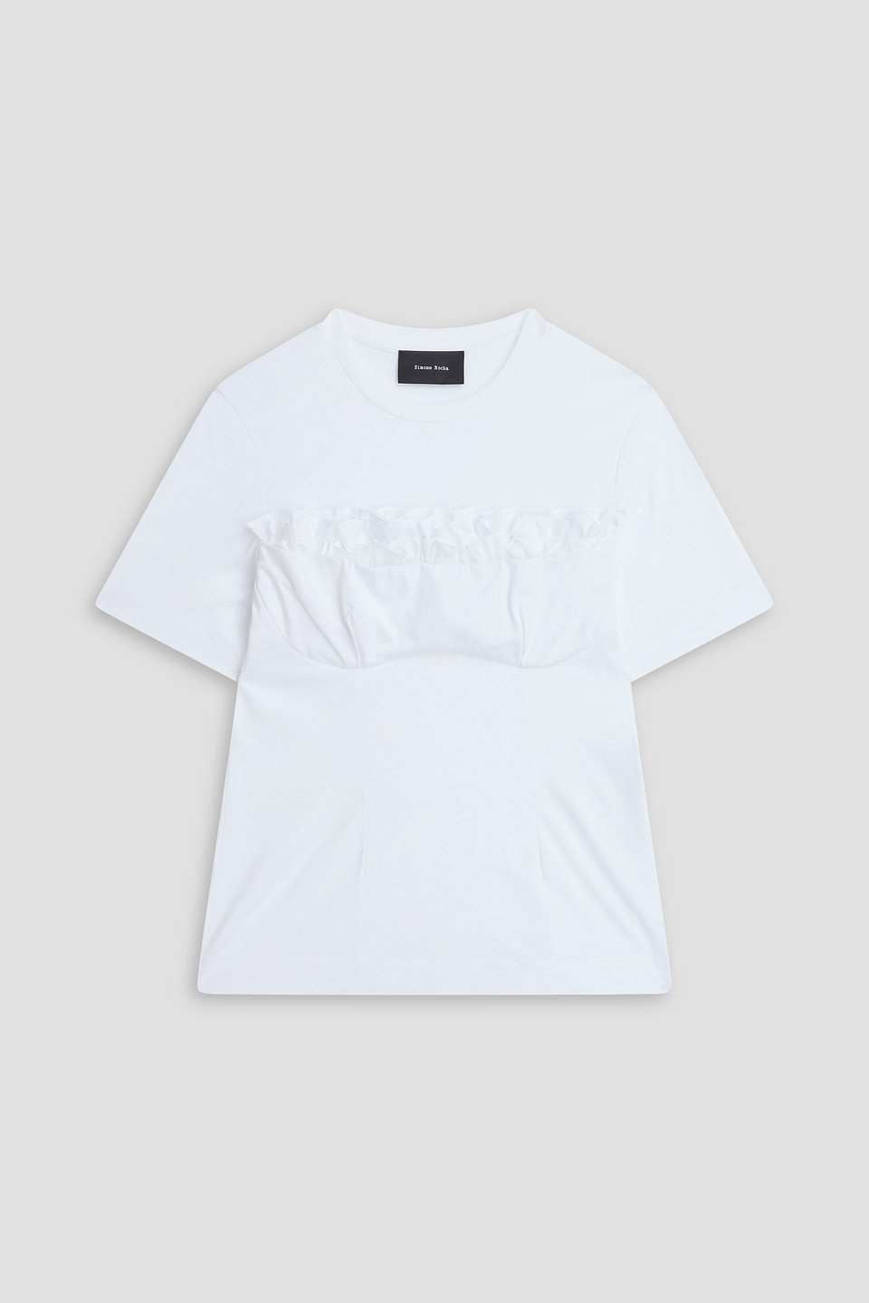 Ruffled cotton-jersey top - White - M