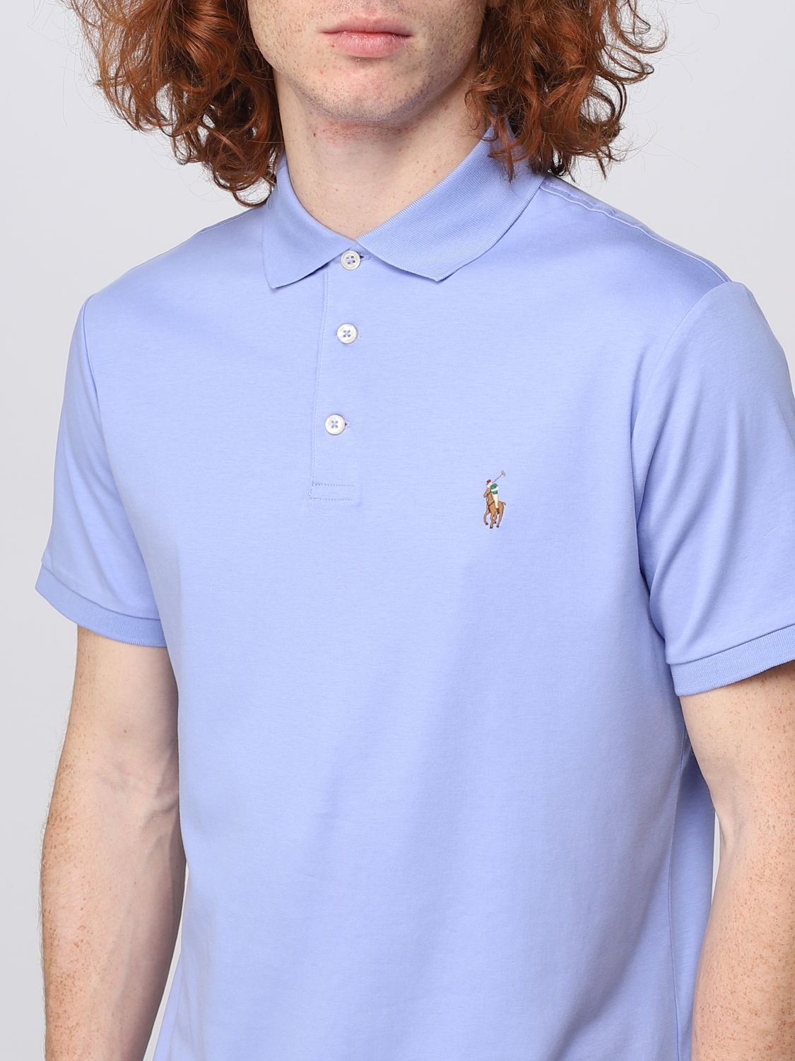 Polo Shirt Men color Gnawed Blue