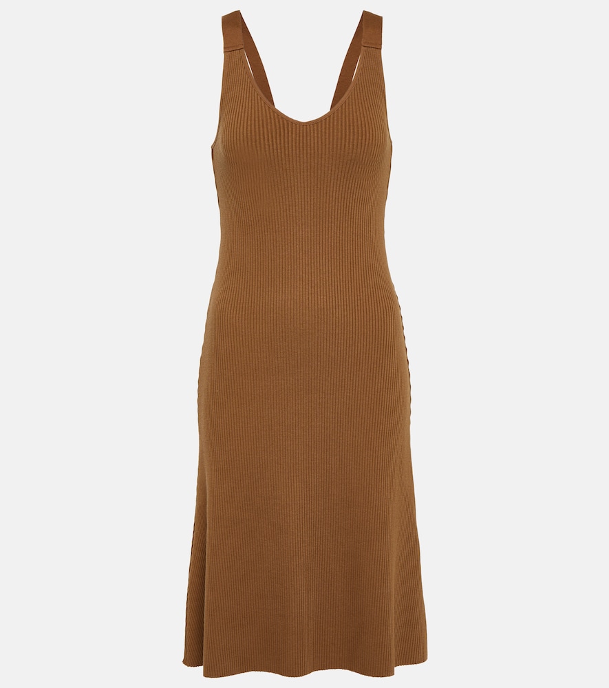 Vince Ribbed-knit cotton-blend midi dress