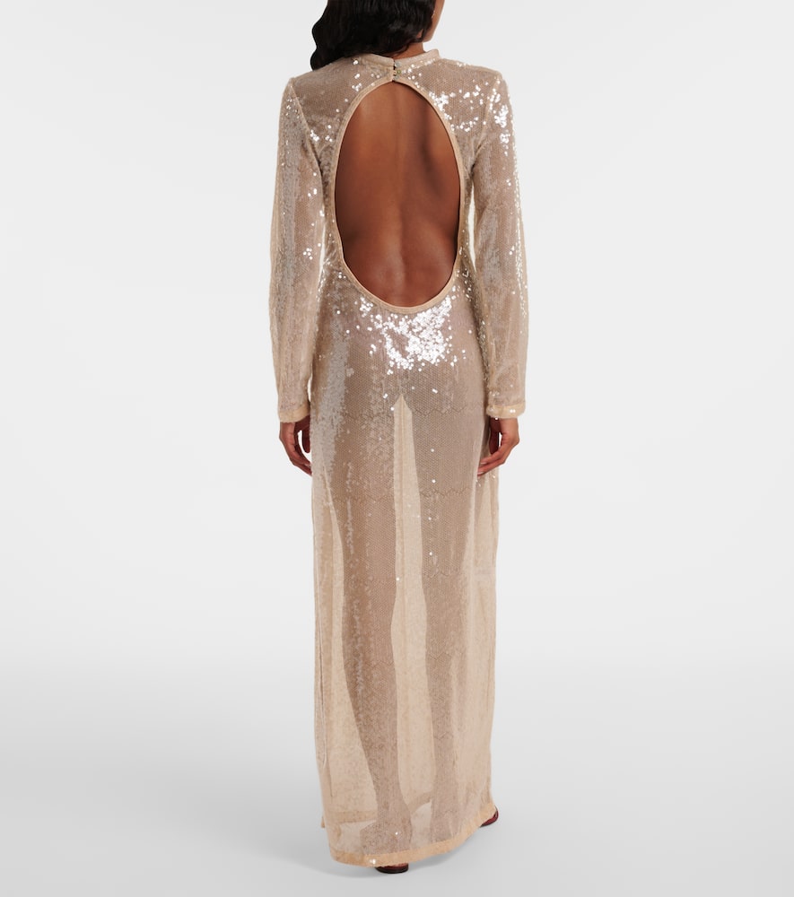 Sequined sheer maxi dress