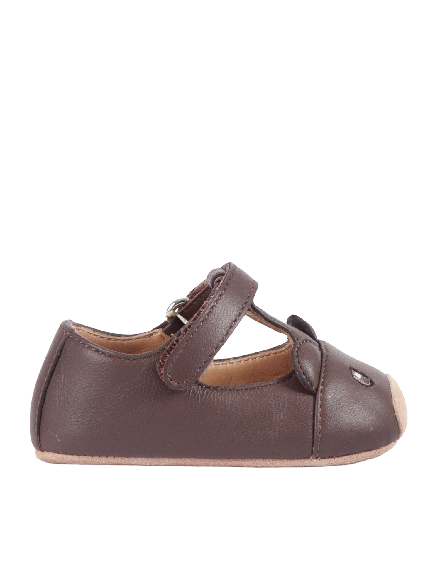 Nappa Leather And Suede Sandals Brown Wool Cashmere Lining - Kids