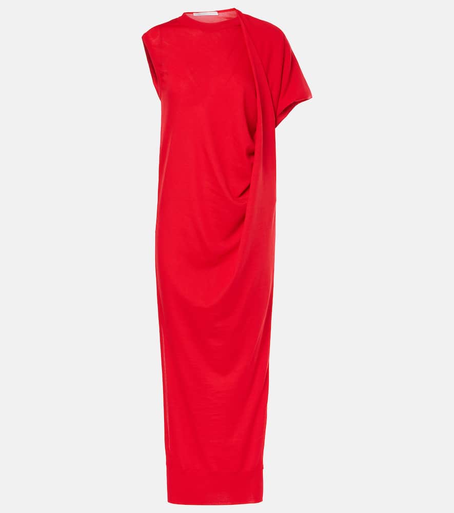 Draped wool maxi dress