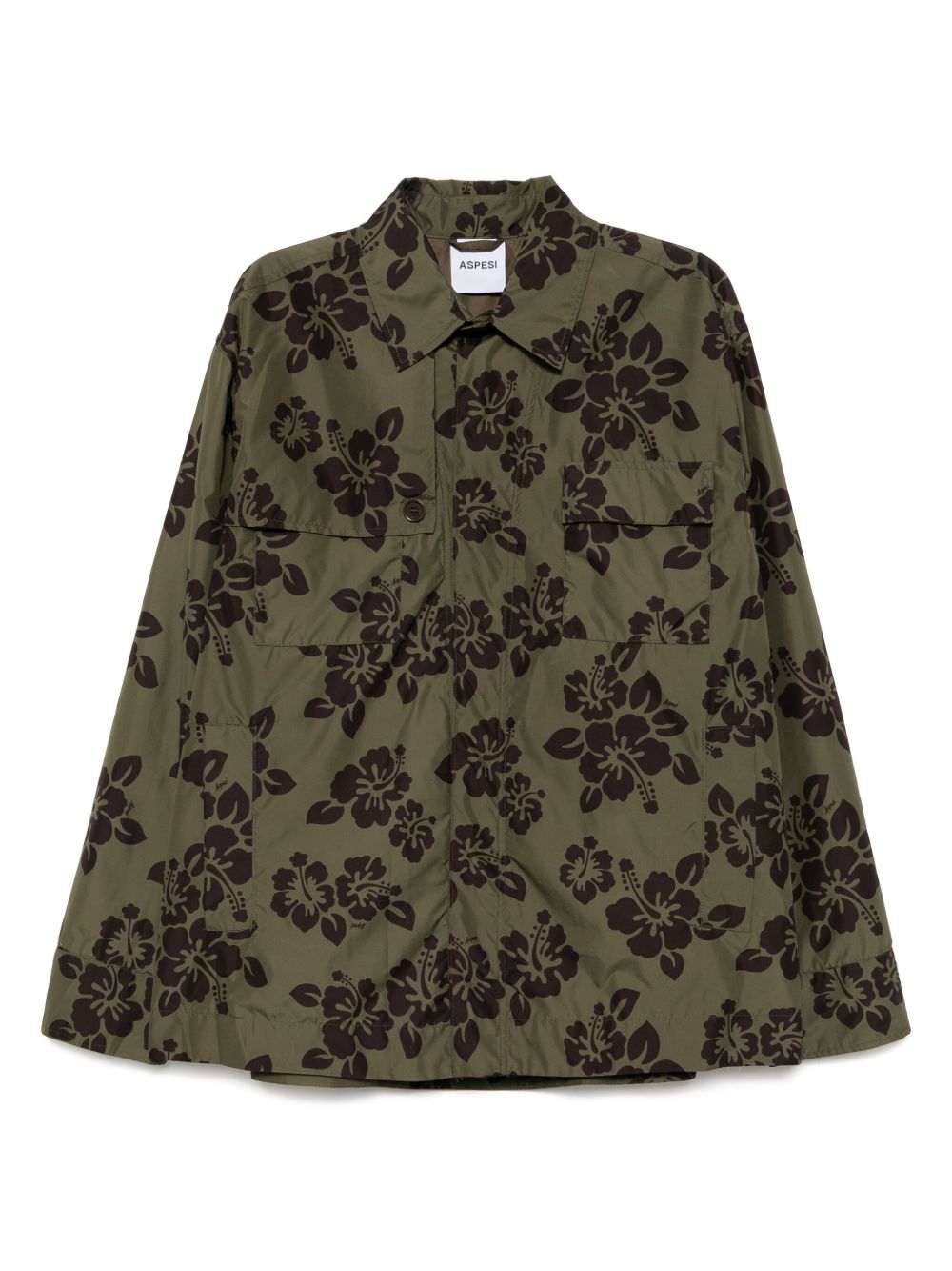 ASPESI hibiscus-print lightweight jacket - Green