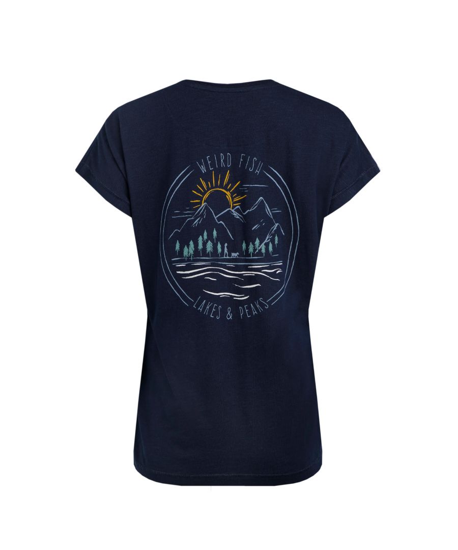 Weird Fish Womens/Ladies Wander Graphic Print Slub Organic T-Shirt Navy