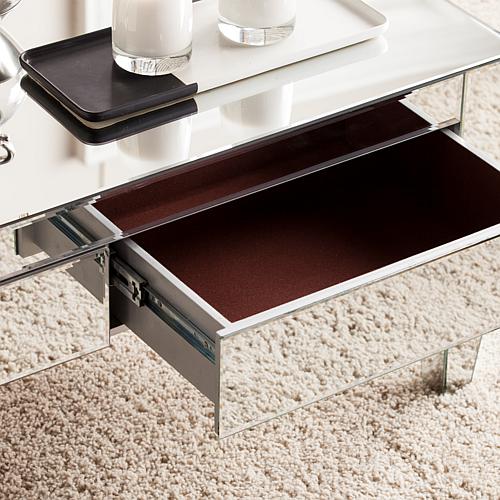 Knightly Contemporary Mirrored Rectangular Cocktail Table