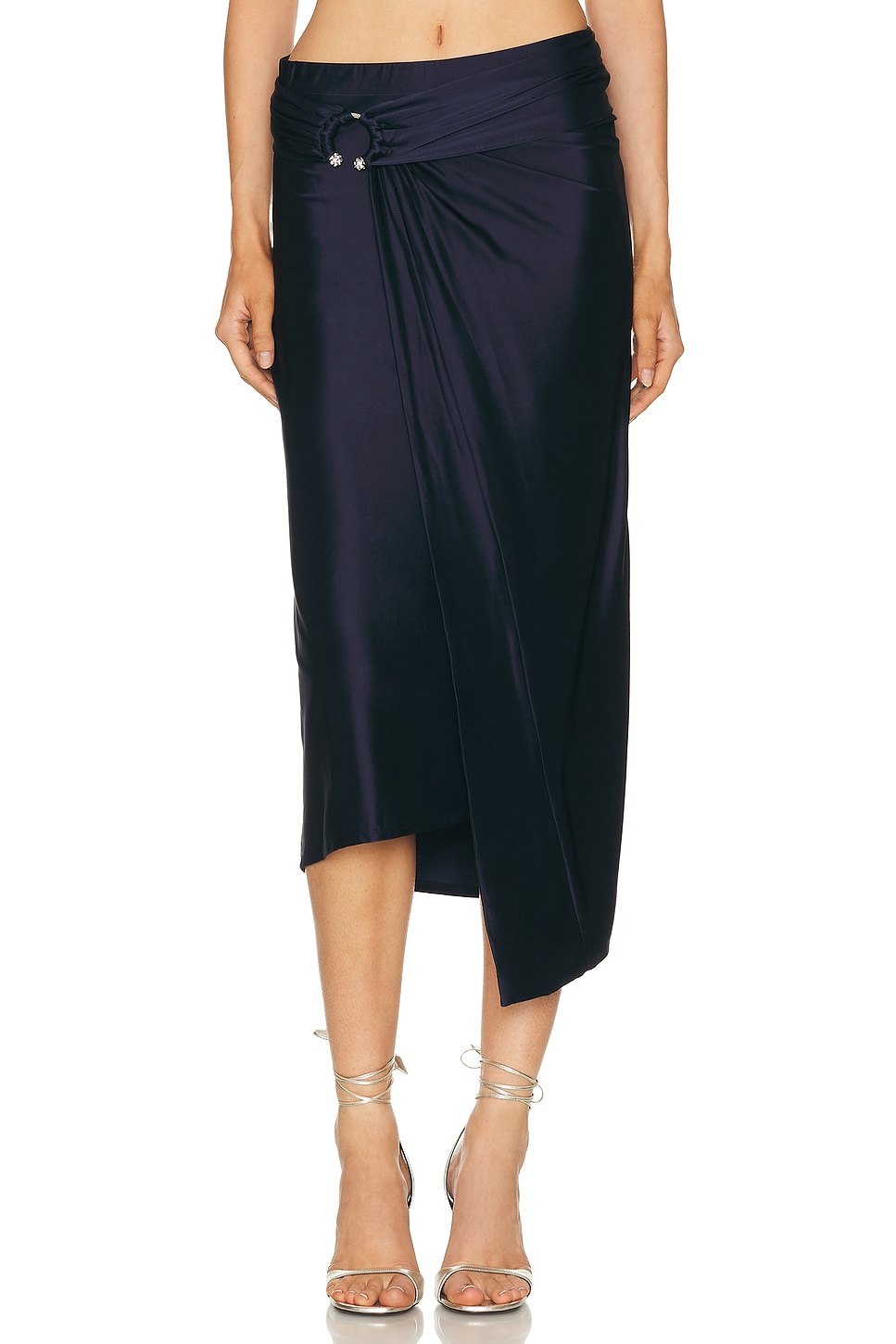 RABANNE Draped Skirt in Navy
