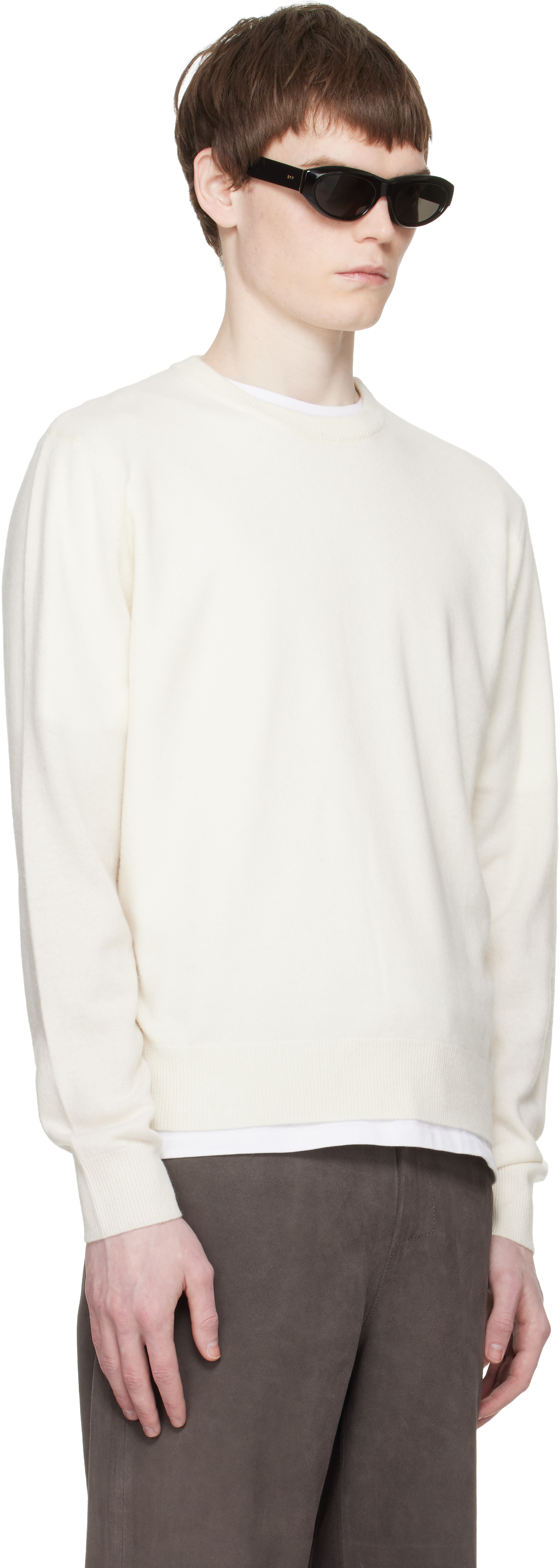 White Knit Crewneck Sweater