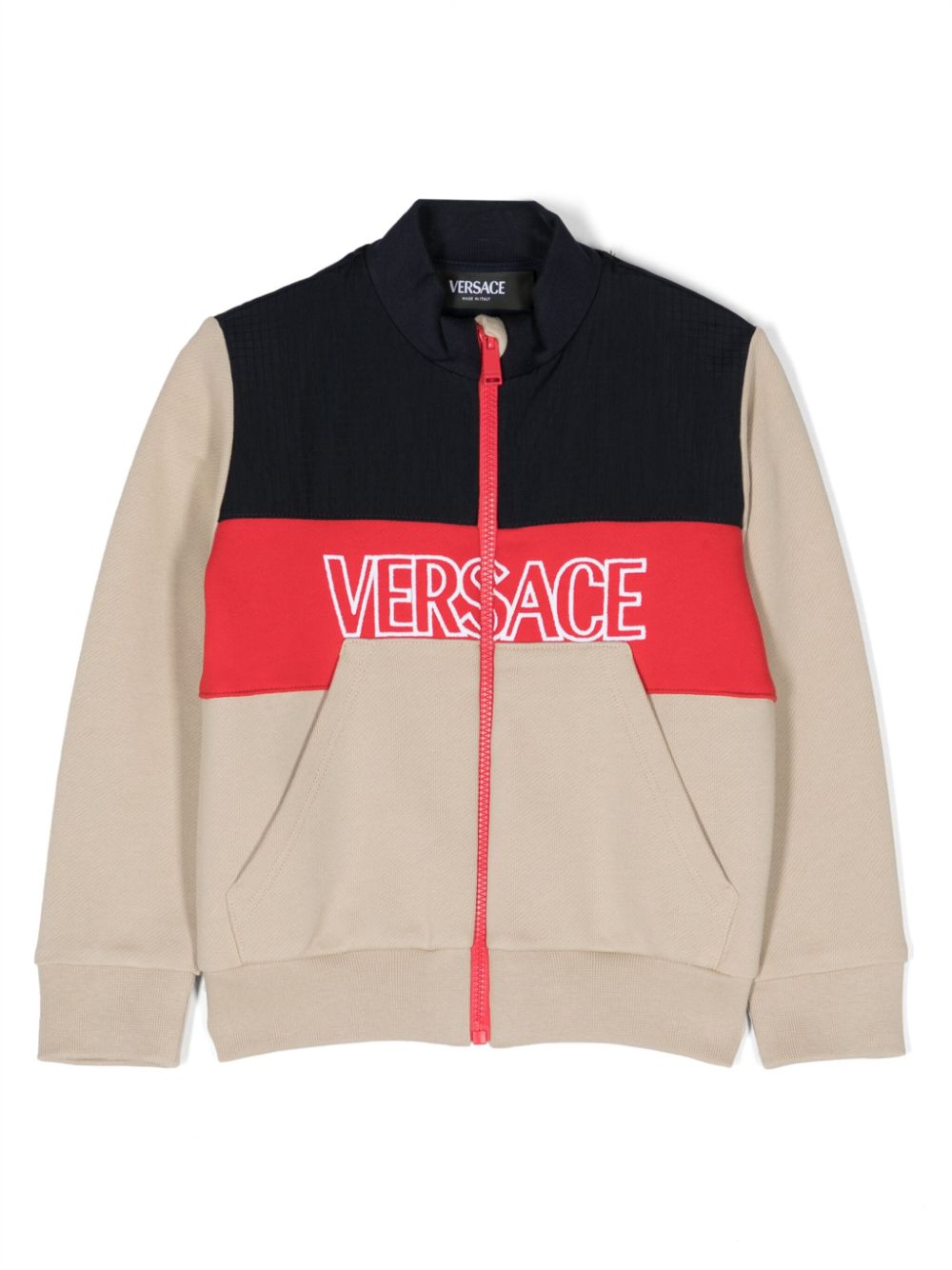 Colour-block cotton jacket - Brown