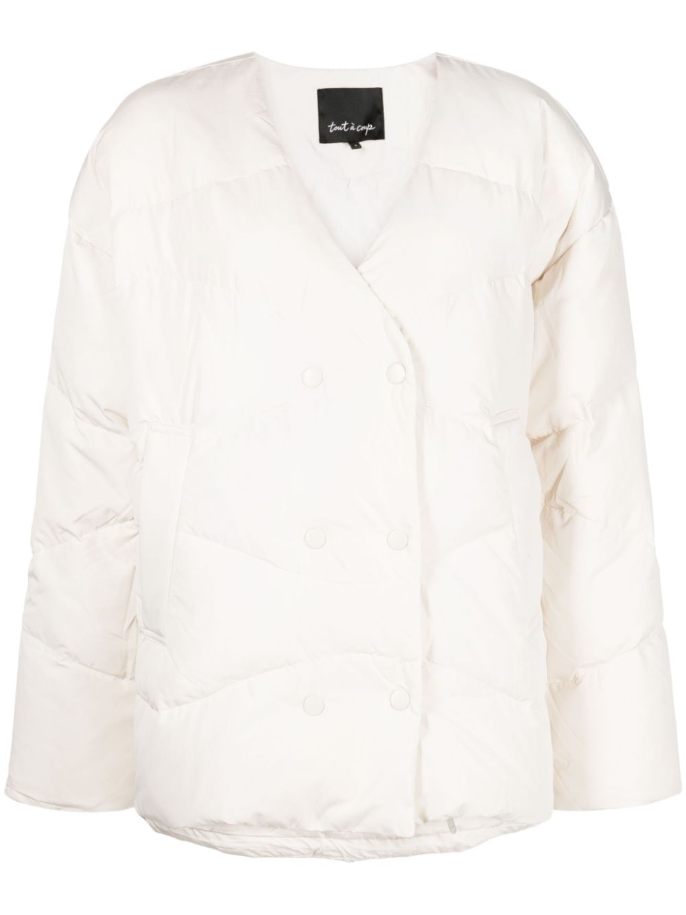 Double-breasted quilted padded jacket - Neutrals