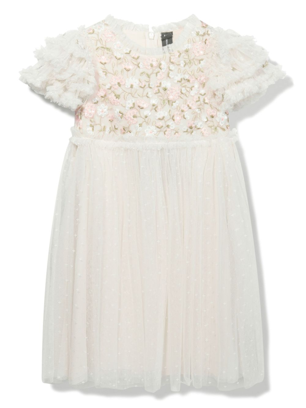 Posy-embroidered midi dress - Neutrals