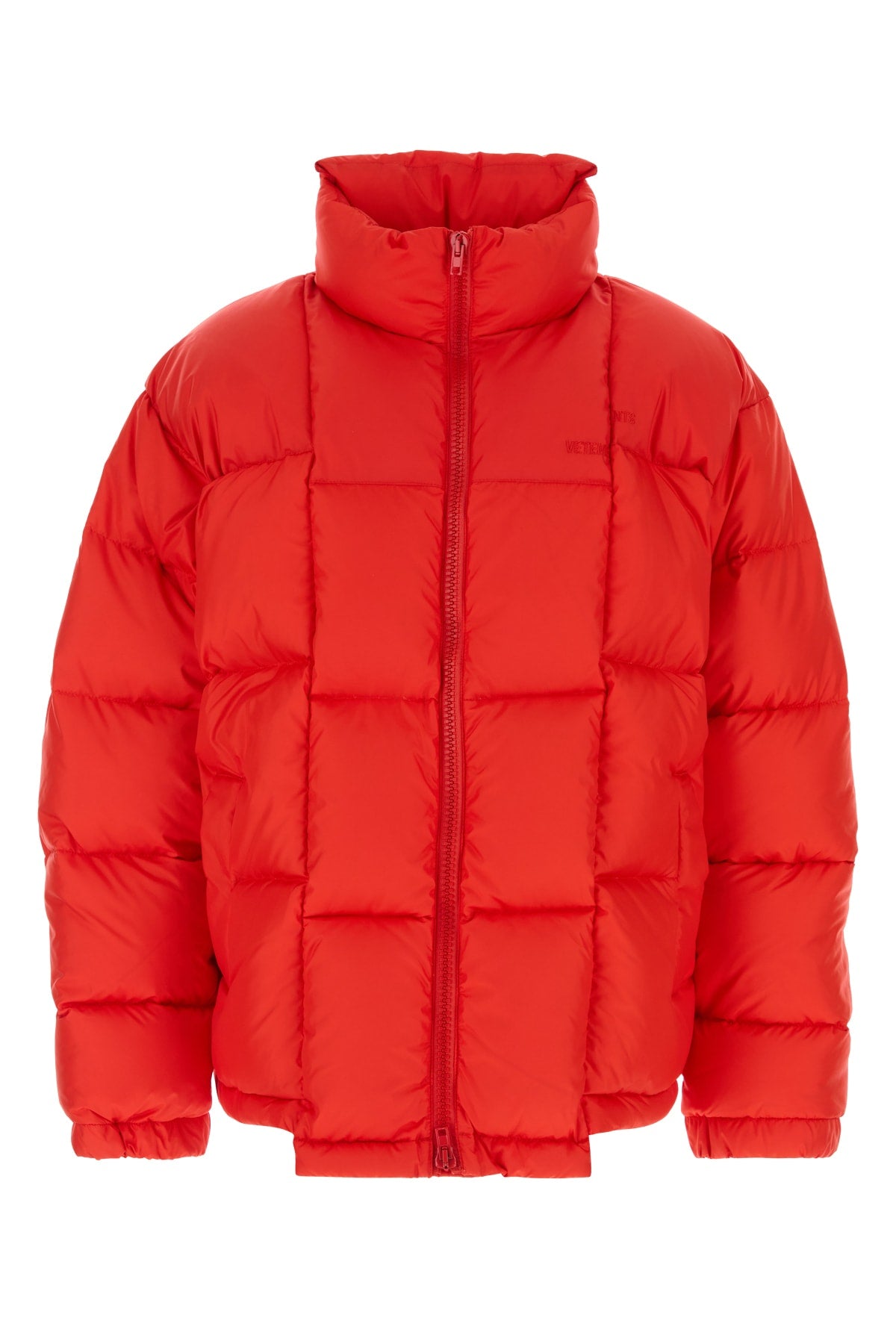 Cut-Up Puffer Down Jacket — Red