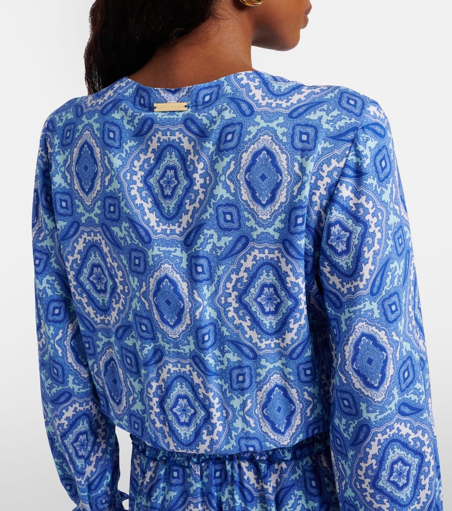 Mykonos printed smocked minidress