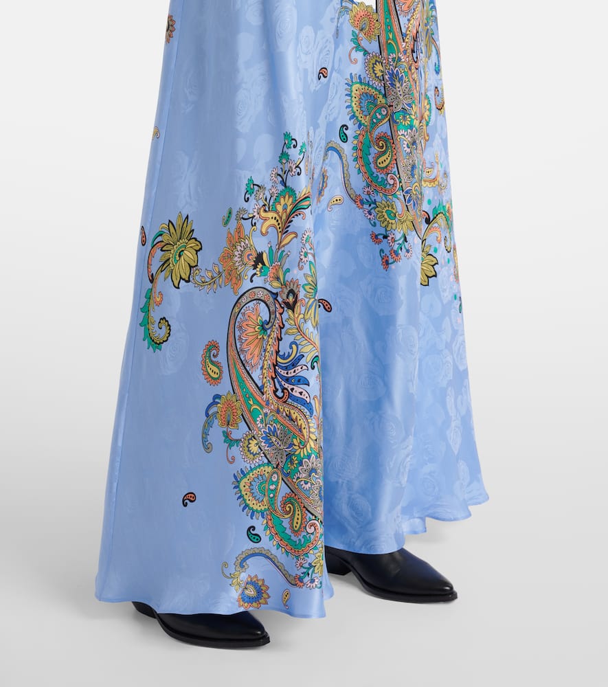 Floral silk crêpe de chine maxi skirt