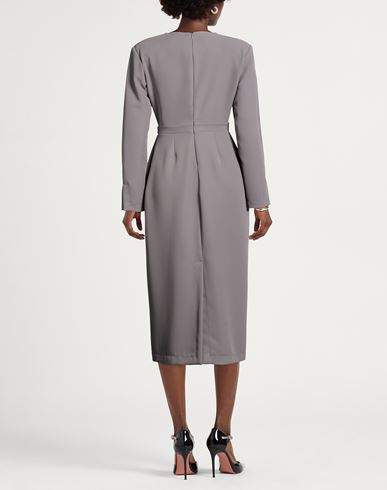 Woman Midi dress Grey Size 10 Polyester
