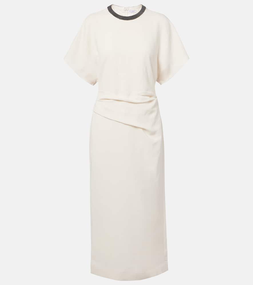 Linen-blend midi dress