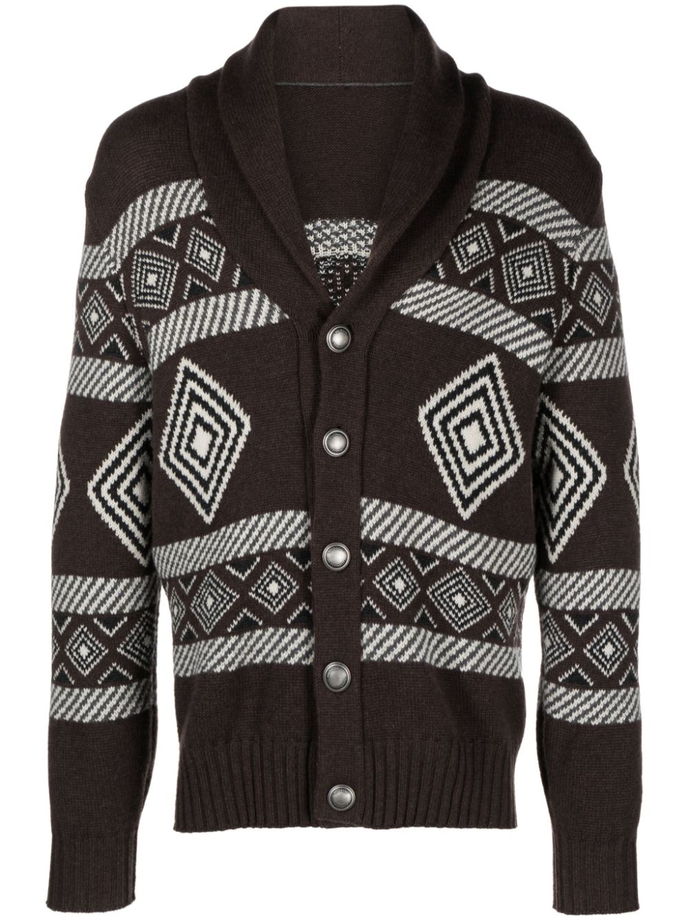 Cashmere pattern-intarsia cardigan - Brown