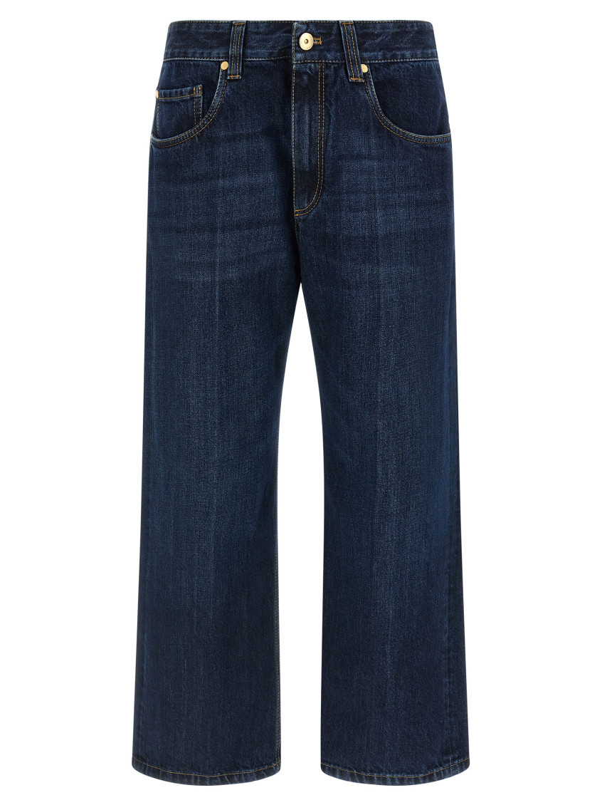 Brunello Cucinelli - cropped straight leg jeans contrast stitching
