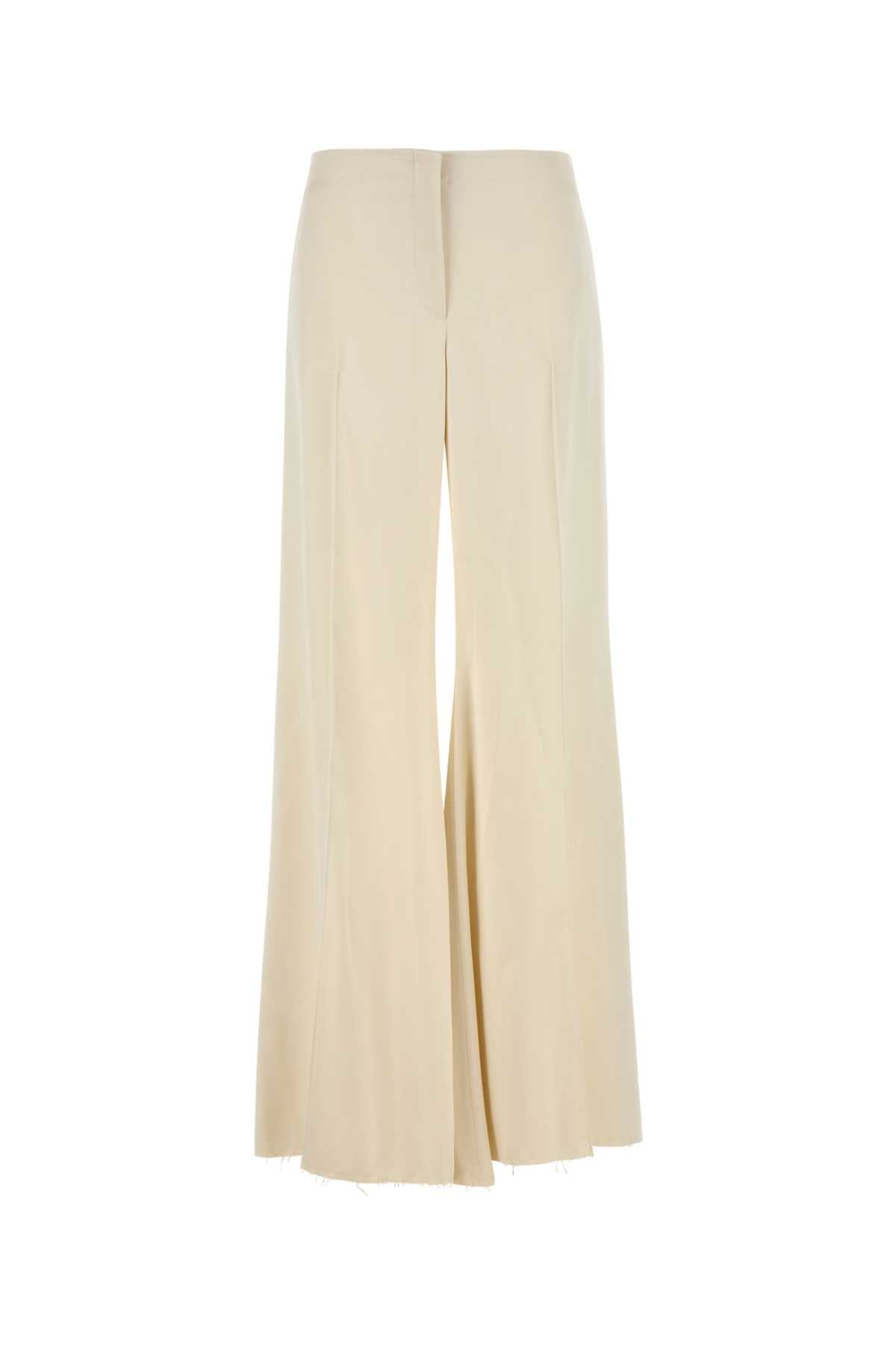 Satin Wide-Leg Trousers — Beige