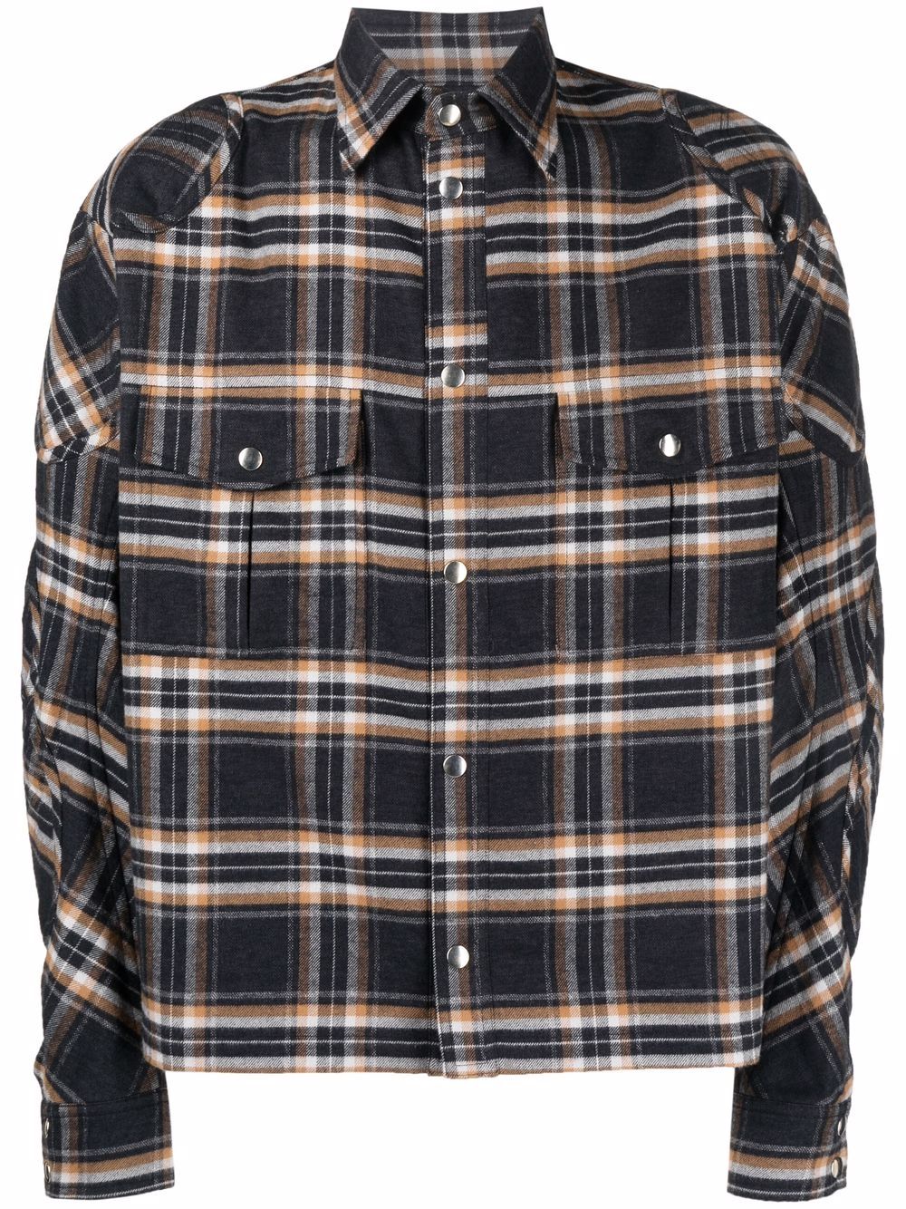 Check-print button-up shirt - Black