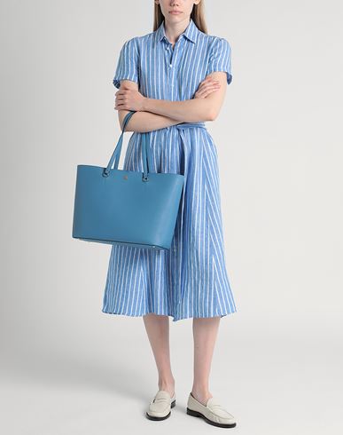 Crosshatch Leather Large Karly Tote Woman Handbag Slate blue