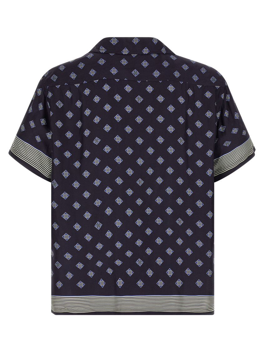 Foyer Diamond Shirt Blue Silk Shirt, Blouse - Men
