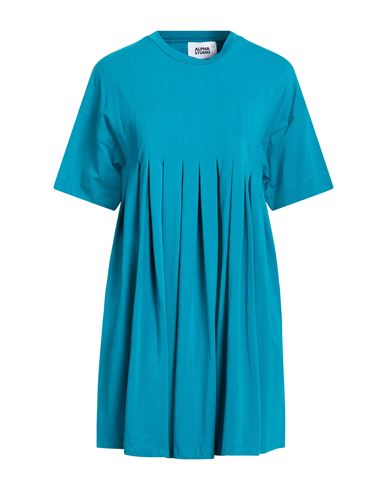 Woman Mini dress Turquoise Size 2 Cotton, Elastane