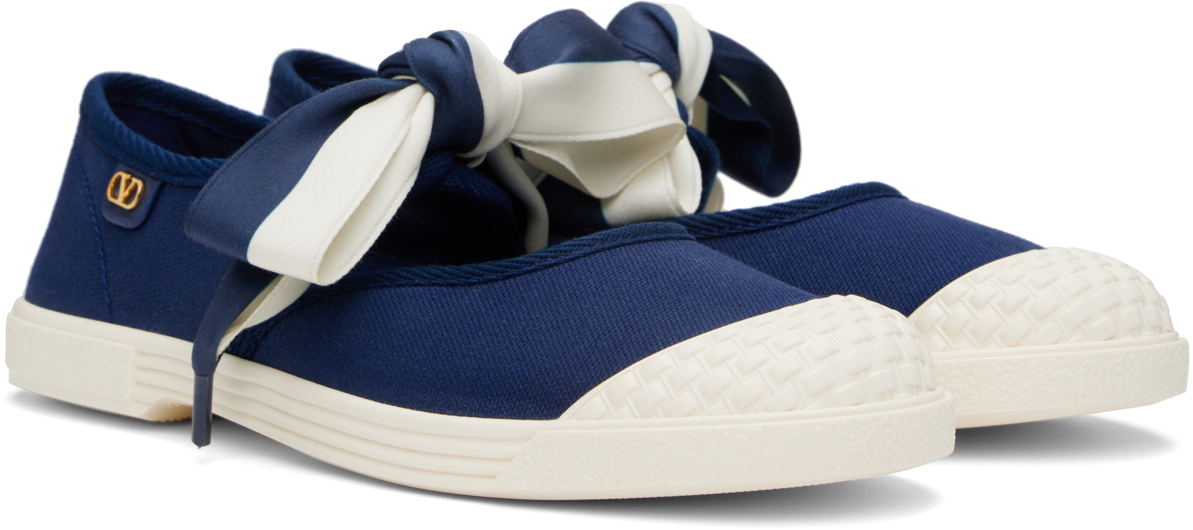 Valentino Garavani Blue & Off-White Bay By Bay Ballerina Sneakers