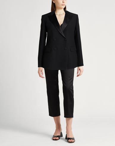 Woman Blazer Black Size 6 Wool, Silk, Viscose