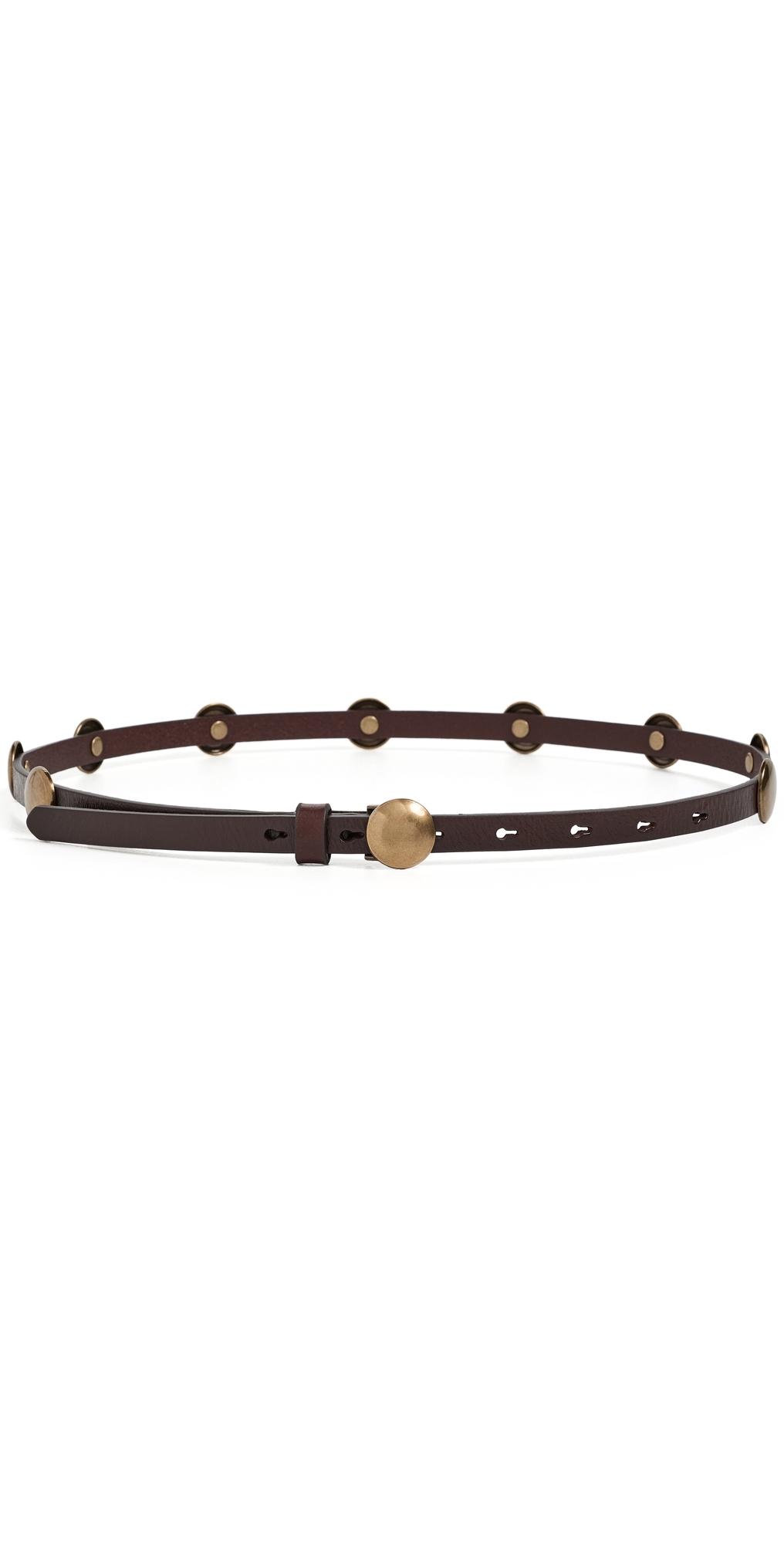 Skinny Studded Belt Cherry Wood