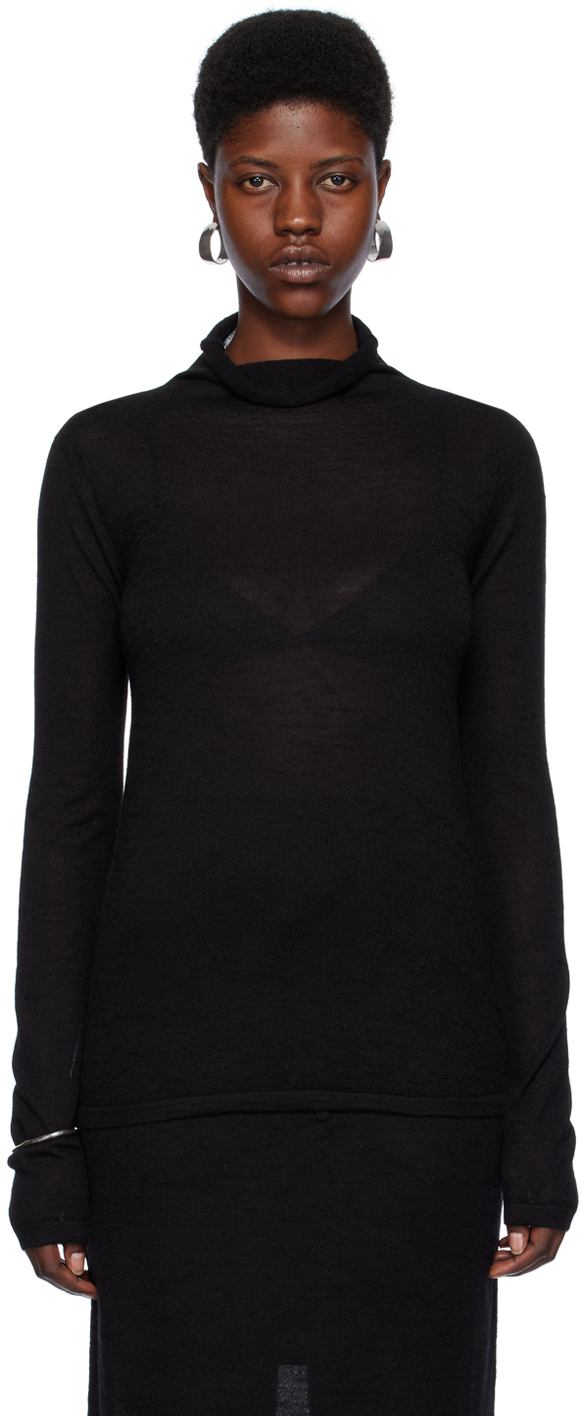 Lauren Manoogian Black Funnel Turtleneck