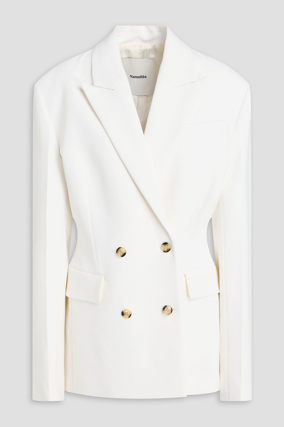 Double-breasted crepe blazer - White - L