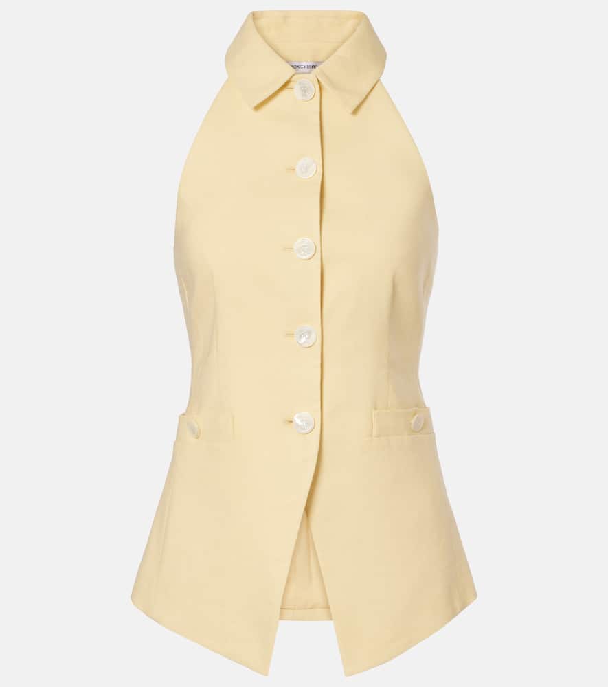 Orlinda halterneck linen-blend vest