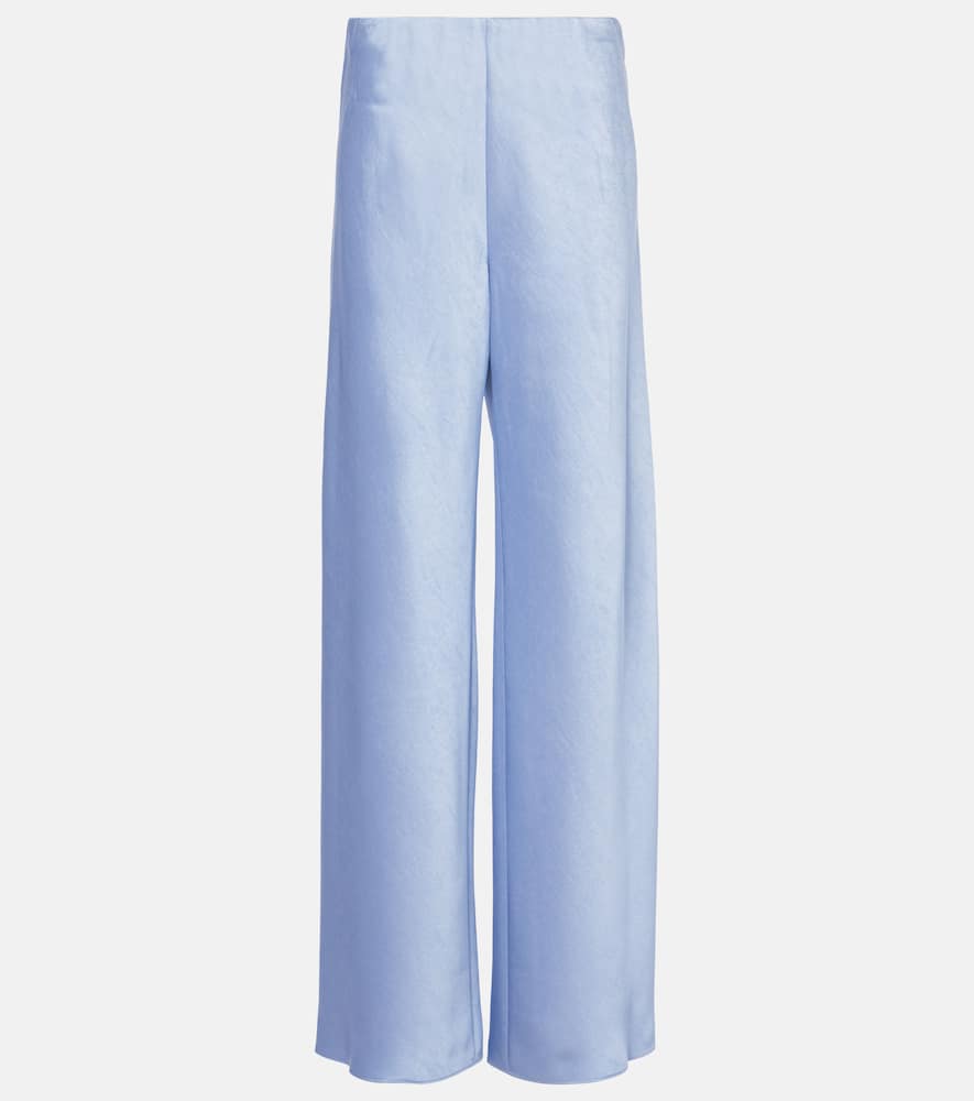High-rise satin wide-leg pants