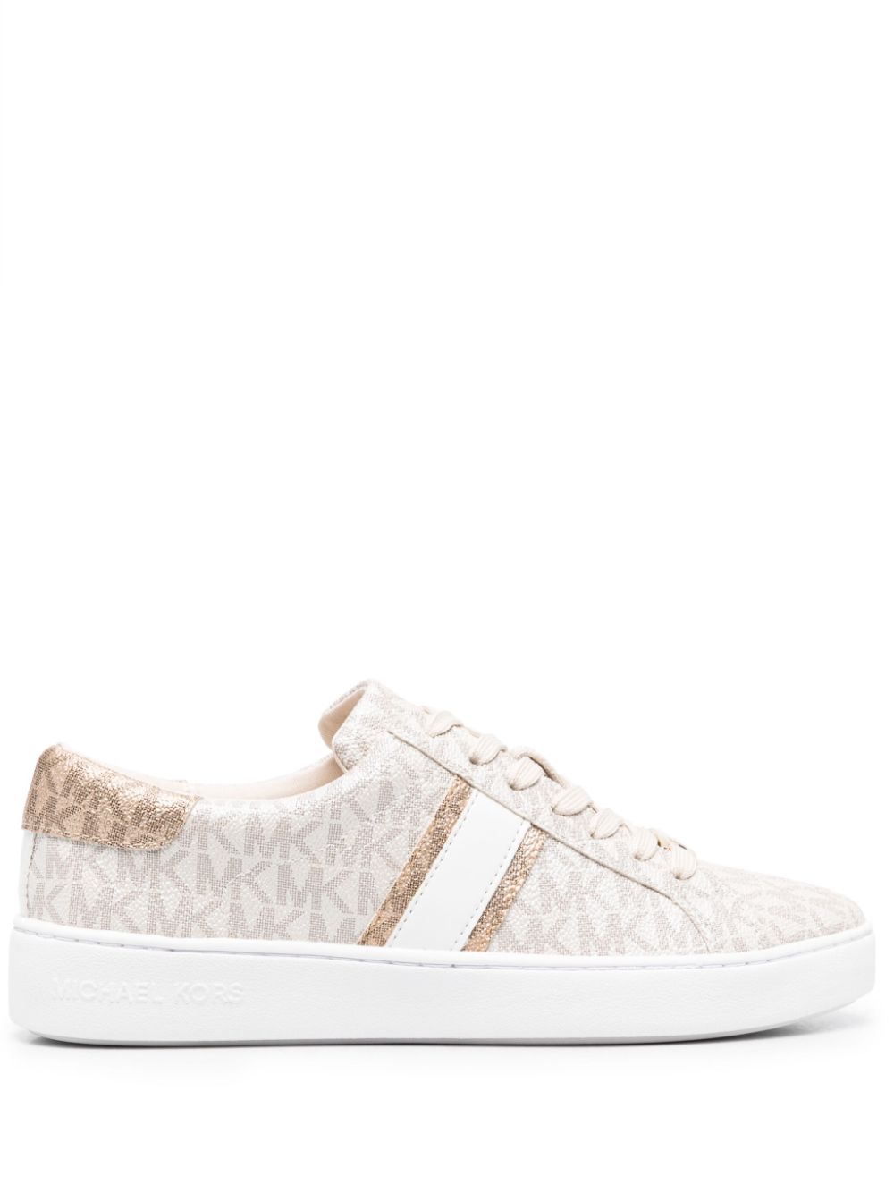 Monogram-print round-toe sneakers - Neutrals