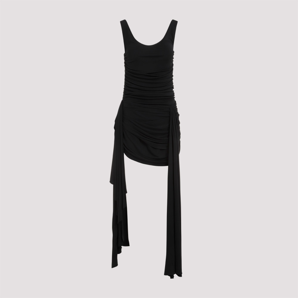 Black Gathered Effect All-over Dress