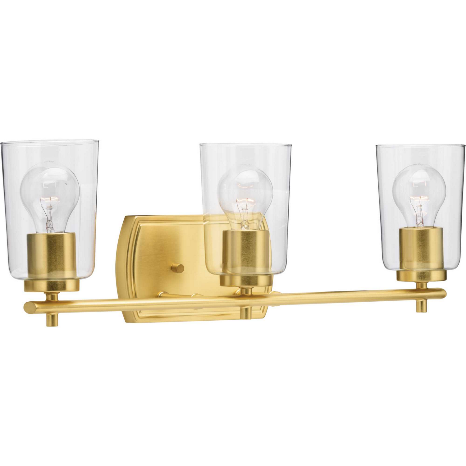 Satin Brass Three Light Bath & Vanity from the Adley Collection