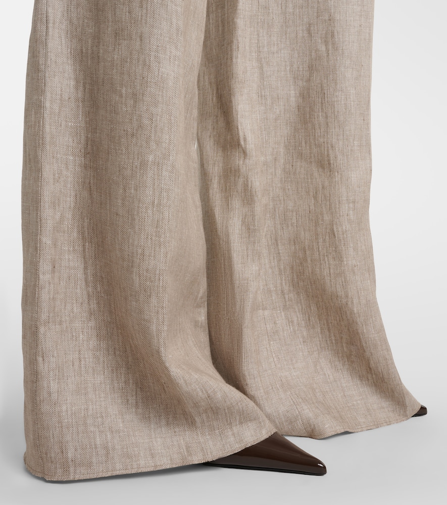 Deserto herringbone linen wide-leg pants