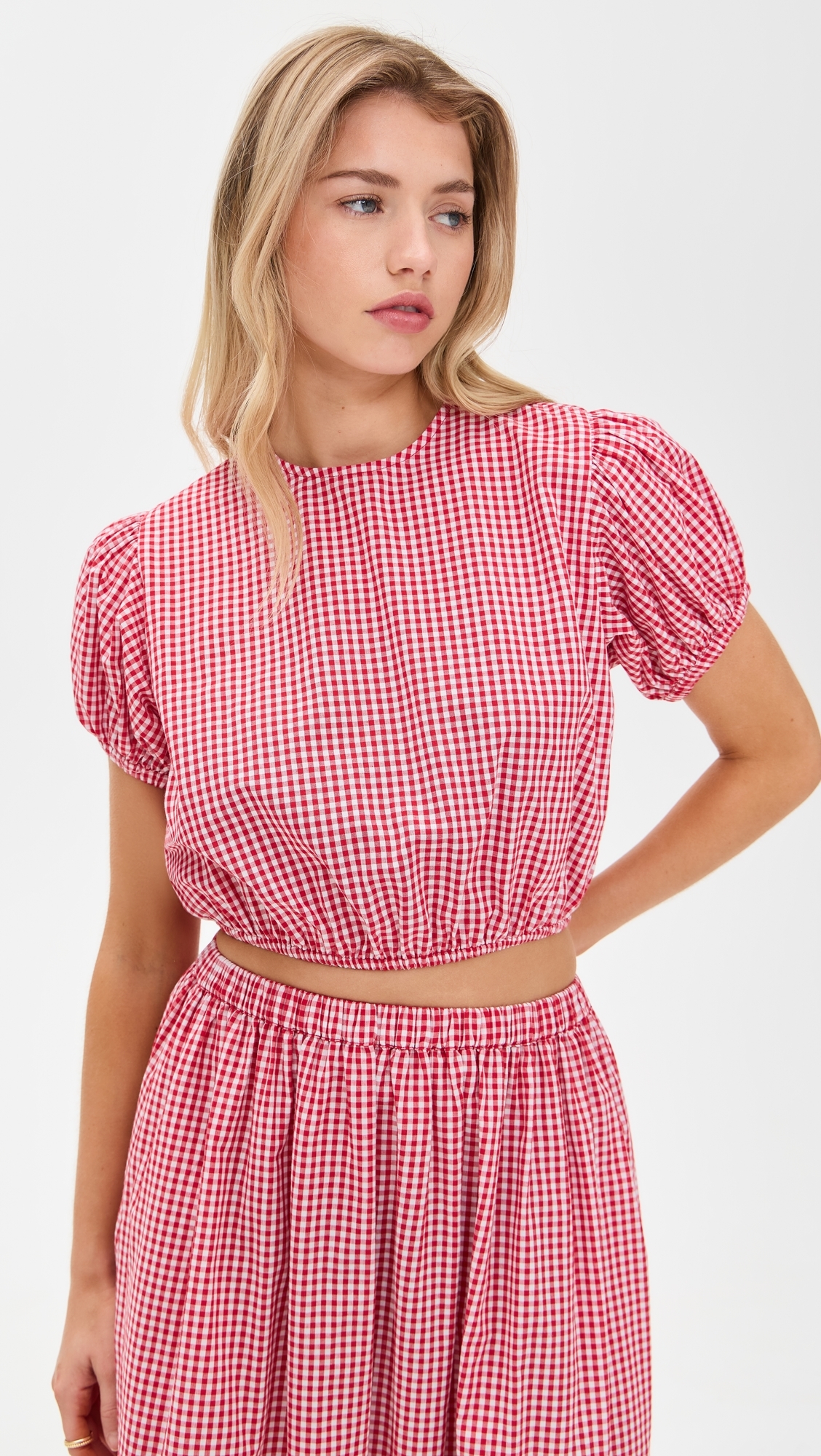 Playa Lucila Crew Top Red Gingham