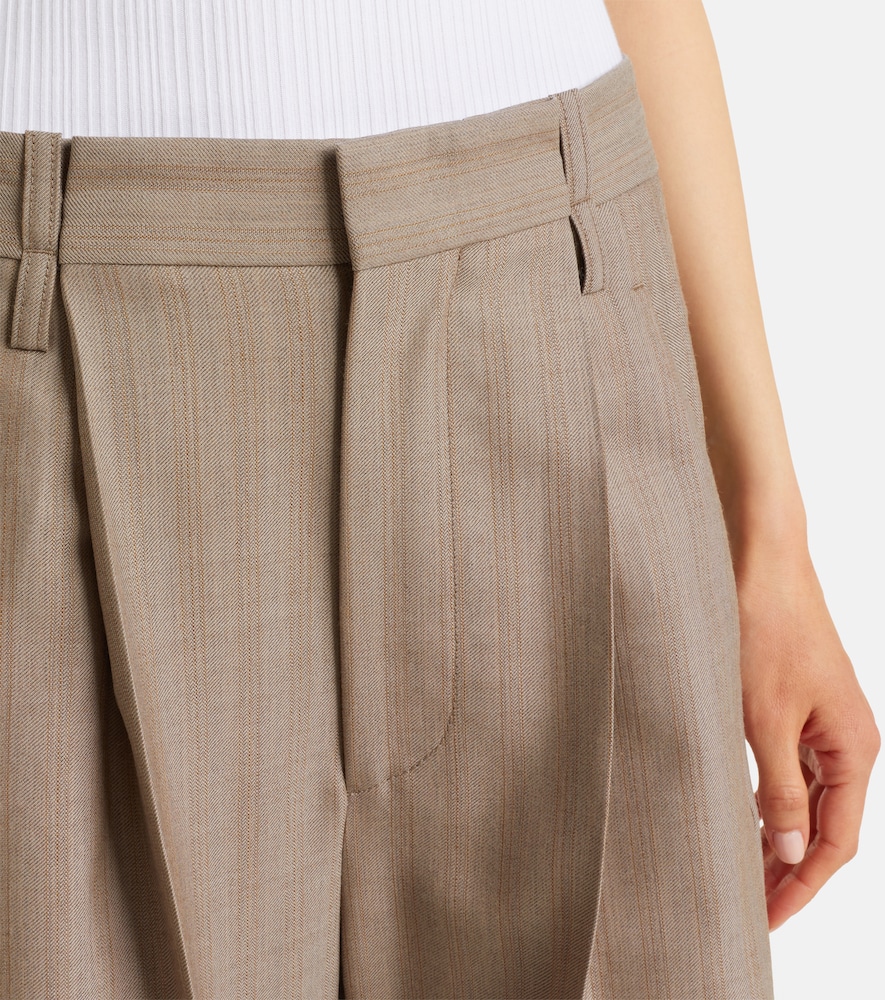 Herringbone virgin wool pleated pants