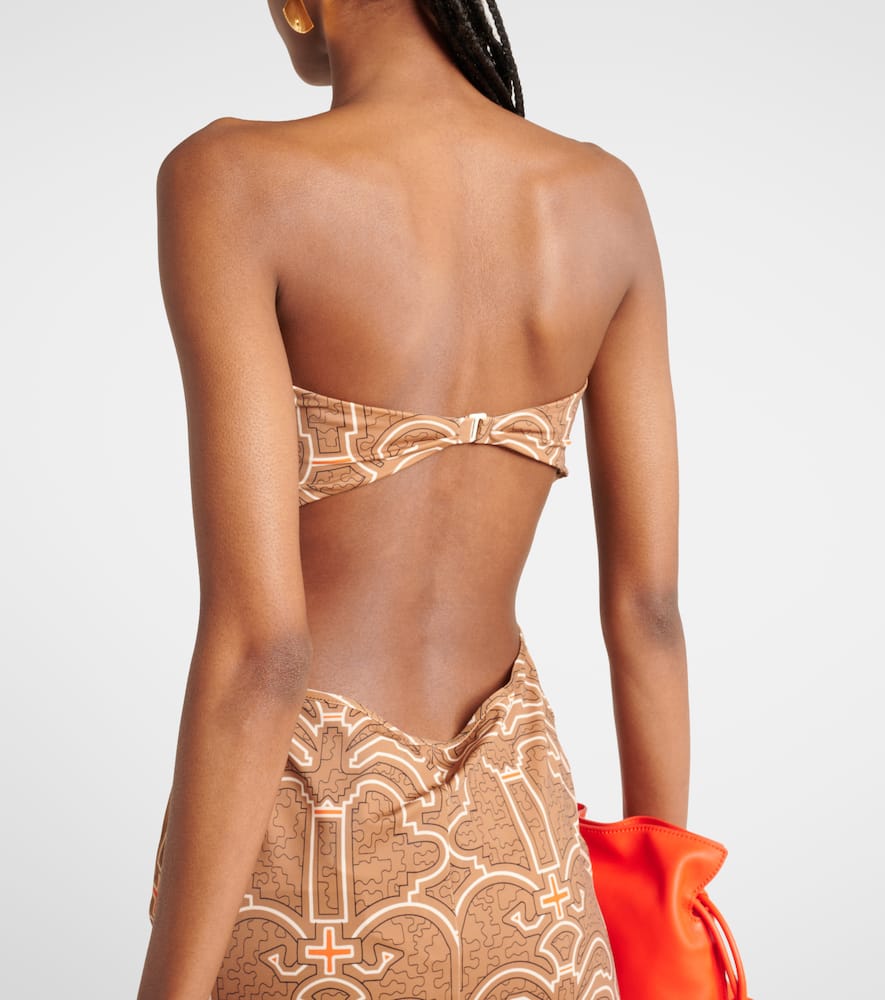 Ring-detail cutout printed maxi dress