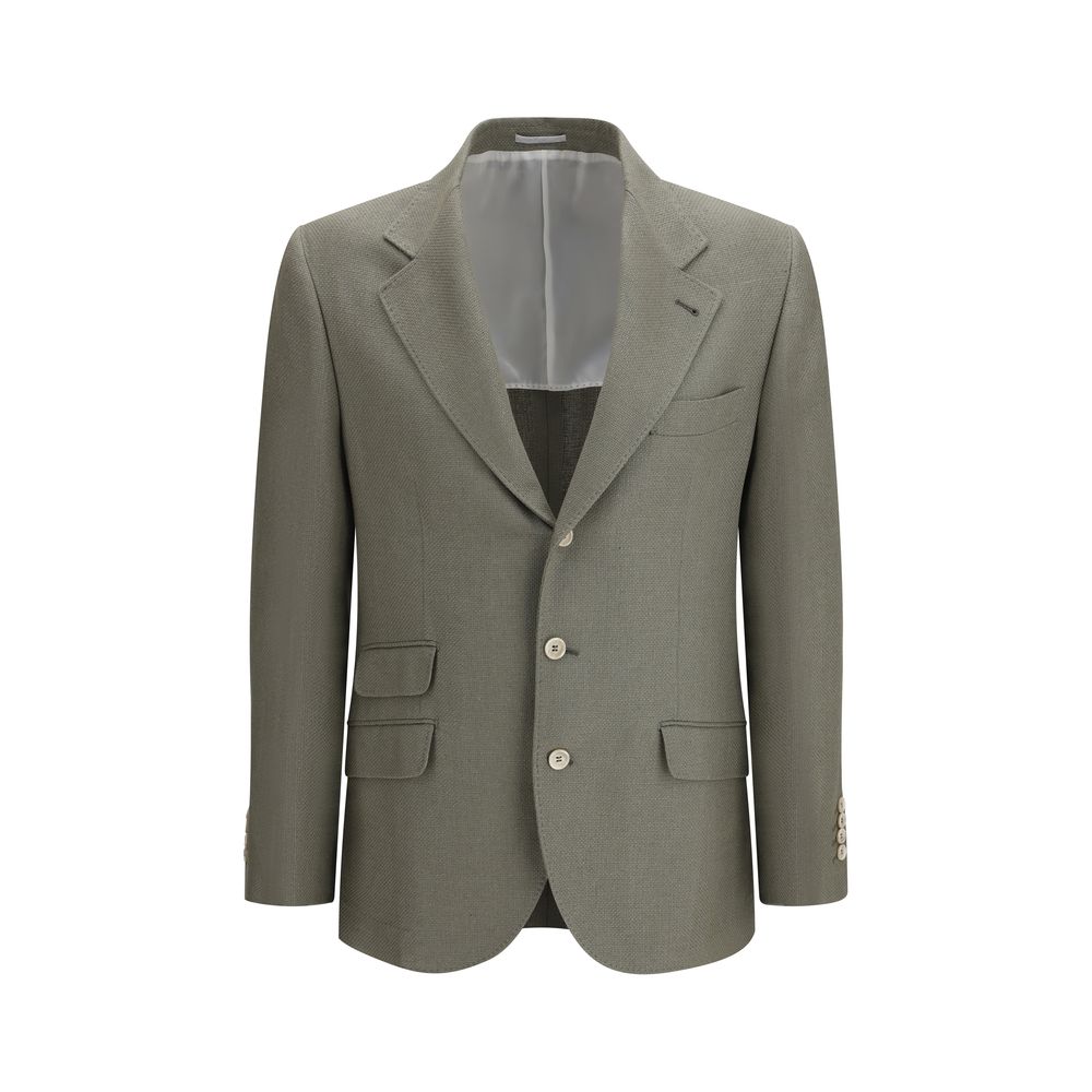 Silk and Linen Blazer — Brown