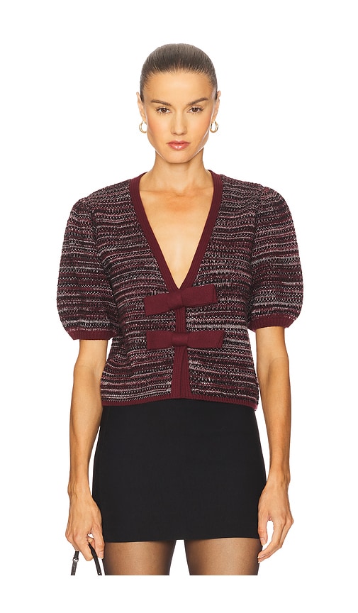 525 Elaine Marled Bow Cardigan in Burgundy. - XS also in L