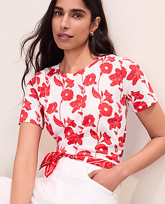 Ann Taylor Floral Crew Neck Tee