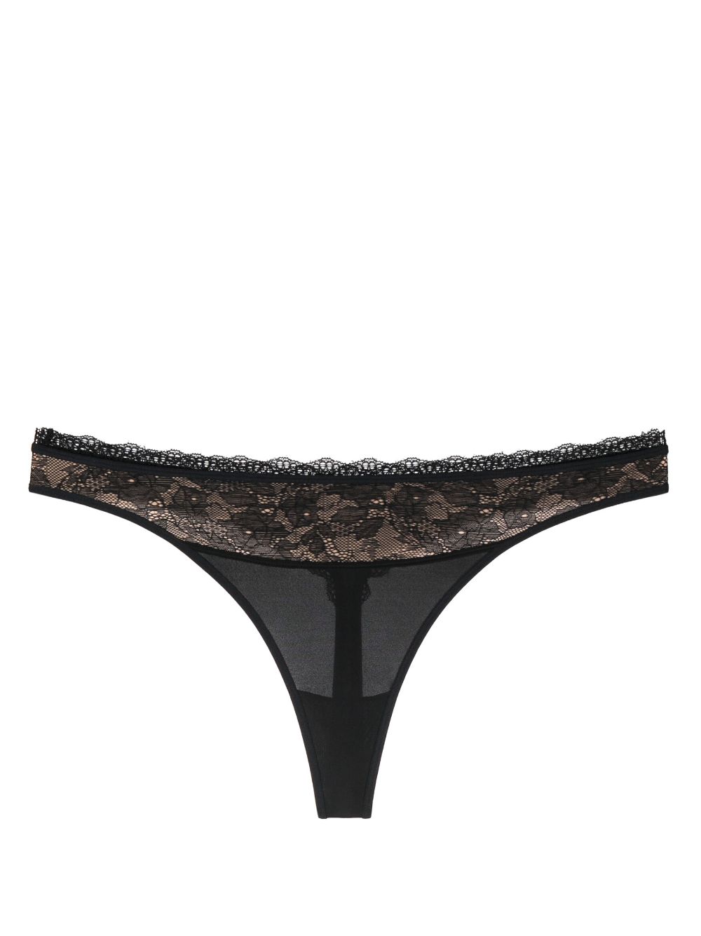 Carita lace-trim thong - Black
