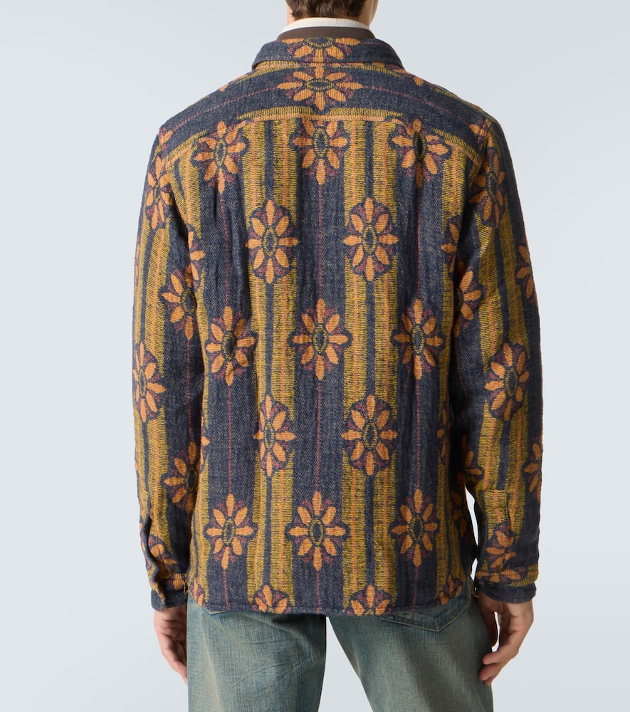 Floral striped cotton jacquard shirt