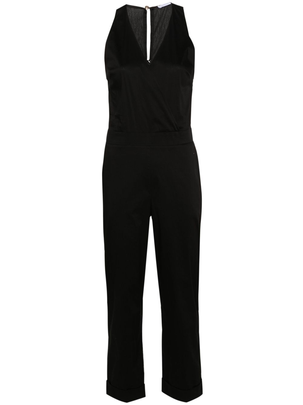V-neck poplin jumpsuit - Black